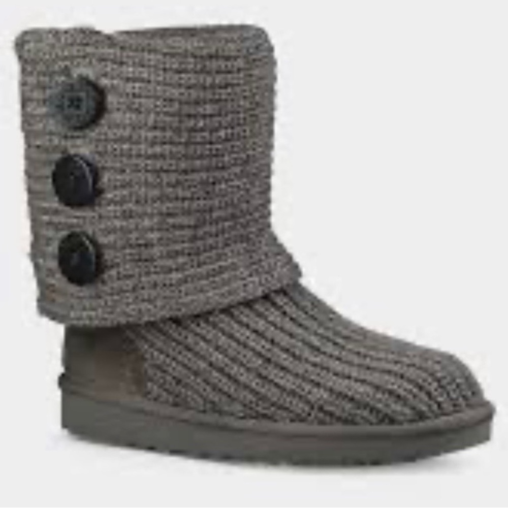 UGG Gray Knit Button Boots